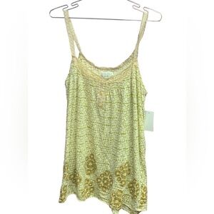 Anthropologie Large Kimchie Blue Yellow Floral Vintage Bohemian Tank 💯 Cotton R1